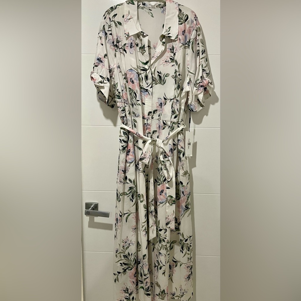 Calvin Klein Cream Floral Long Dress
